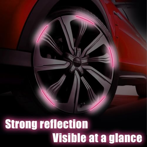 Zipelo 20PCS 0.27 x 3.54 Inch Reflective Wheel Rim Stickers, Pink - Image 3