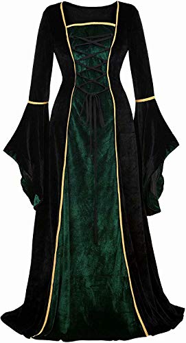 Disfraces Mujer Medieval Renacentista Vestido Terciopelo Manga Corta Vintage Victoriano Gotico Con Manga Larga De Llamarada Negro Verde Xl Disfraces Mujer Medieval Renacentista Vestido Terciopelo Manga Corta Vintage Victoriano Gotico Con Manga Larga De Llamarada Negro Verde Xl