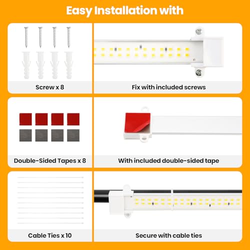 Image of Full Spectrum Grow Strip Lights for Indoor Plants Greenhouse Growing | Plant Grow Light Strips with 3 /6 /12H Auto Timer, 6-Level Dimmable for Under Shelf Cabinet Plants Growing