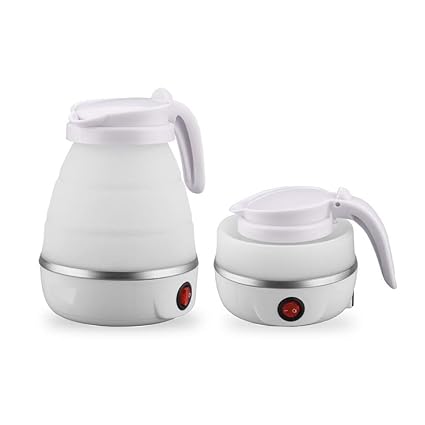 GS E-Com Foldable Electric Kettle Silicone Collapsible Tea/Water/Travel Lightweight Kettle Portable Silica Gel Kettle Business Trip Electric Kettle 1 Liter 600 watt