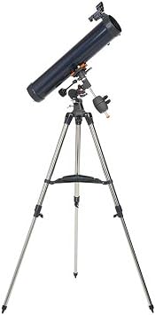 Celestron 31035 AstroMaster 76EQ Newtonian Reflector Telescope - includes Two Eyepieces, Height-adjustable Tripod and Deluxe Accessory Tray, Dark Blue