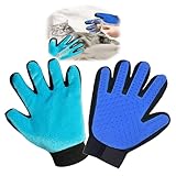 VCZONE 2 in 1 Cat Grooming Glove, Double-Sided Use Pet Hair Remover Glove, 1 Side is Gentle Grooming for Dogs, Cats, the Other is Effective Hair Remover for Furniture, Clothing (Blue, Right-Hand)