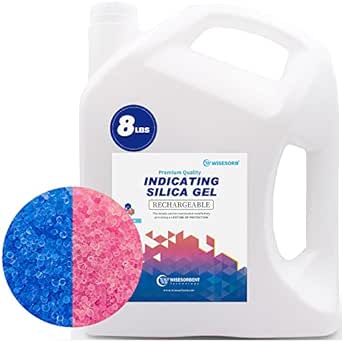 Wisesorb 8 LBS Premium Indicating Silica Gel Beads (Blue to Pink), Reusable Desiccant Dehumidifier