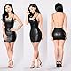 ROSVAJFY Damen Sexy rückenfreies Minikleid aus Leder Frauen Ärmelloses Lederkleid Partykleid Wetlook Clubwear Kurzer Bodycon Figurbetonte Abendkleid Party (Schwarz)