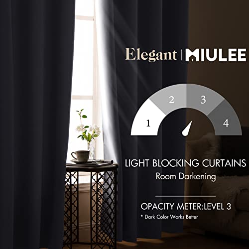 MIULEE 90" Long Room Darkening Curtains, Chirstmas Thermal Insulated Drapes Solid Window Treatment Set Grommet Top Light Blocking Blackout Curtain for Living Room 2 Panels Greyish White