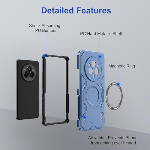 Image of amazon basics Back Case Cover for Realme 14 Pro 5G | MagSafe Case with Built-in Metal Ring | Supports MagSafe Charger, Wallet & Car Mount | Shockproof Hybrid PC + TPU | Blue