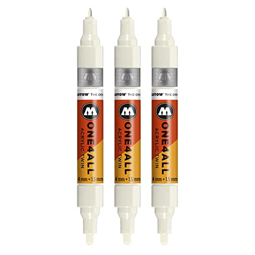 Molotow ONE4ALL Lot de 3 feutres acrylique Twin Blanc naturel (229)