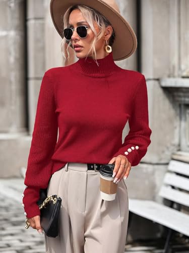 Image of Upopby Women's Fall Winter Turtleneck Sweaters Knitted Pullover Sweater Top