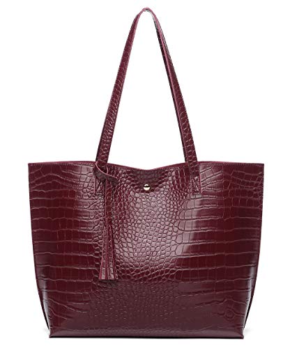 Image of Dreubea Women's Soft Faux Leather Tote Shoulder Bag from, Big Capacity Tassel Handbag