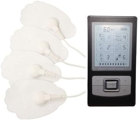 6 Modes Nerve Muscle Pain Relief Electrotherapy Device + 2 Pairs of Electrode Snap-On Reusable Pads Relaxing Pain Relief Device for Safety and Effectiveness FDA Cleared HealthmateForever NK6GL-Silver