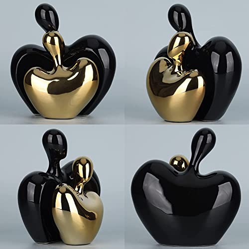 Wubianjie Porcelain Love Statues, Man And Woman Couple Hugging Sculpture, Gold Home Decor, Love Sign Figurines On Shelf For Wedding Living Room, Set Of 2 #TOP3