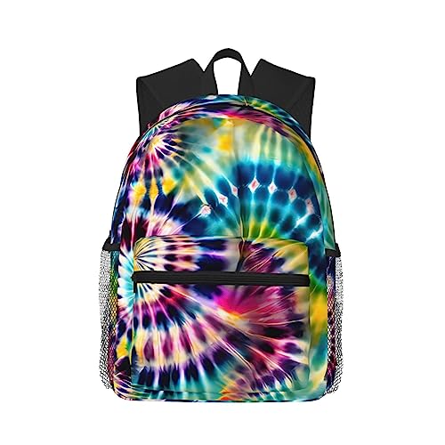 Sac à dos tie dye noir Exotic Tribe, cartable universitaire léger de taille unique