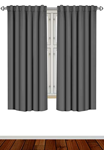 Utopia Bedding 2 Panels Blackout Curtains, W52 x L63 Inches, Grey, Thermal Insulated