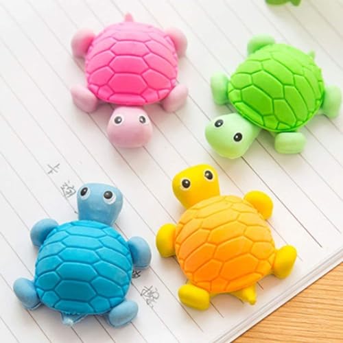 Image of AK Store (Pack of 4) 3D Cute Cartoon Shape Rubber Pencil Erasers, School Stationery for Kids, Boys Girls, Birthday Return Gifts (Turtle)