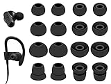 8 Paar Silikon-Ohrstöpsel, kompatibel mit Powerbeats 3, 2, 1, 4 Größen, Gummi-Ersatz-Ohrstöpsel, Gel-Ohrhörer, kompatibel mit Skullcandy In-Ear-Kopfhörern, 4,5 mm, Schwarz