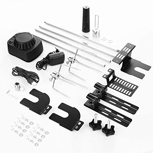 SHYOSUCCE Grillspieß Set mit 2 Fleischnadeln, Motor, USB Leitung und Adapter Verbindung, Elektrischer Drehspieß für Kugelgrill, Holzkohlegrills, Gasgrills und Rotisserie, Einstellbare Länge 69-137cm