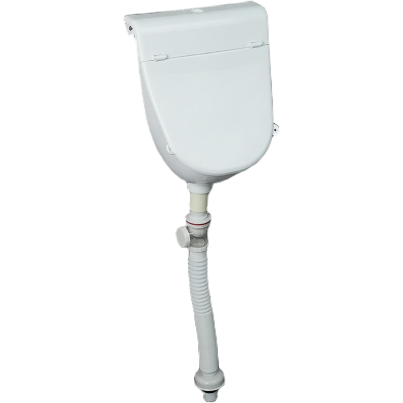 Urinal Mit Deckel Pissoir Wasserlose Urinalwand montiertes Anti Splash Plastik Urinale für Männer mit Pfeife für Badezimmer Toilettenhausgarten RV, weiß