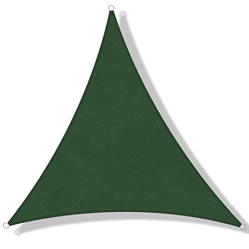 DEXIAO Toldo Vela de Sombra, Poliéster Toldo Vela Protección Rayos UV Impermeable Resistente para Patio jardín pérgola Patio Trasero (3×3×3m, Verde Oscuro)