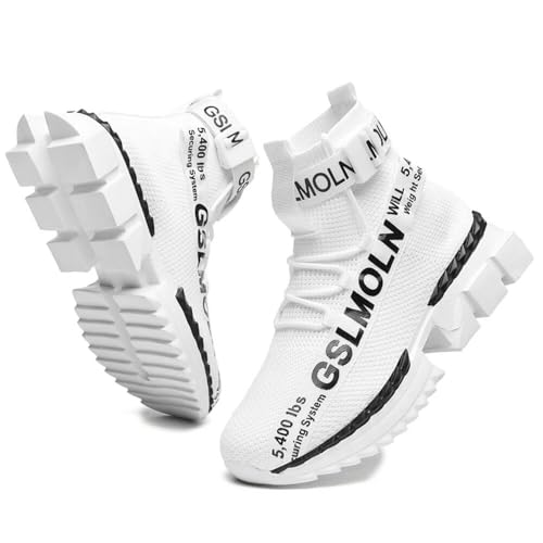 Image of Jakcuz Men's High Top Sneakers Plus Size Breathable Gym Athletic Running Walking Tennis Comfortable Fashion Platform Shoes