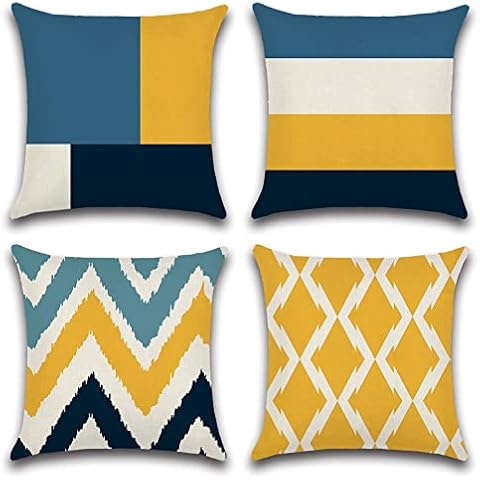 Ohok 4 Pack Soft Decorative Square Throw Pillow Covers Cushion Covers Pillowcases 18x18 Inch/45x45 cm for Livingroom Sofa Bedroom Couch (Geometry F) Cover