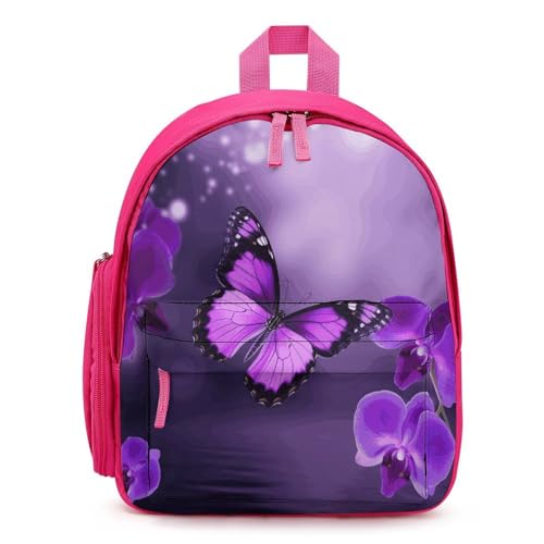 Purple Butterfly Mini Backpack Light Weight Small Travel Backpack Shopping Travel Daypack