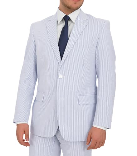 Emigre Men's 100% Cotton Striped Seersucker Suit2
