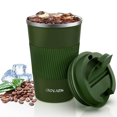 Image of Travel Mug,MOMSIV Insulated Coffee Cup,Double Walled Travel Mug Vacuum Insulation Stainless Steel with Leakproof Lid Eco-Friendly Reusable Cup for Coffee,Tea and Beer