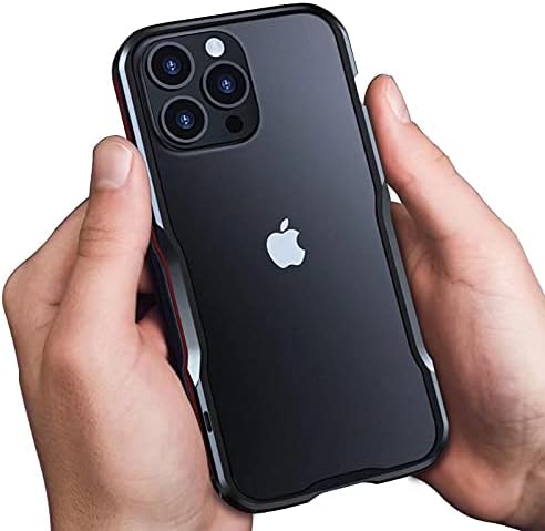 Miniatura 6 de HENGHUI Carcasa de aluminio para iPhone 13 Pro Max con marco de metal, absorbente de golpes, diseño delgado y fresco (13ProMax, negro)