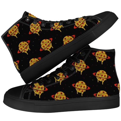 Pizza Shoes for Men Women Funny Food High Top Canvas Sneakers Lace Up Casual Walking Shoes Gifts for Dad Mom3