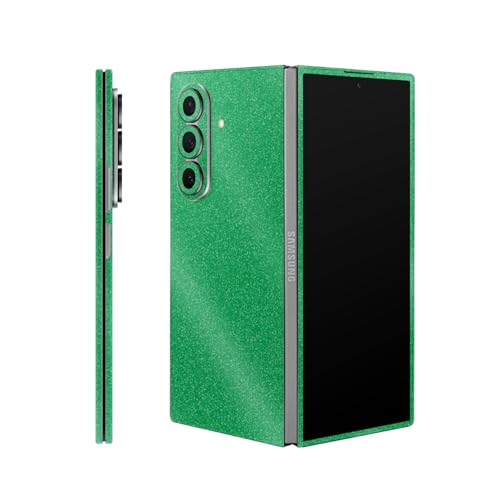 Glossy Glitter Phone Skin Compatible with Samsung Galaxy Z Fold 7 - Solid Green - Premium 3M Vinyl Protective Wrap Decal Cover - Easy to Apply | Crafted in The USA by MightySkins by Vision Signs & Graphics - Used condition - US$10.37