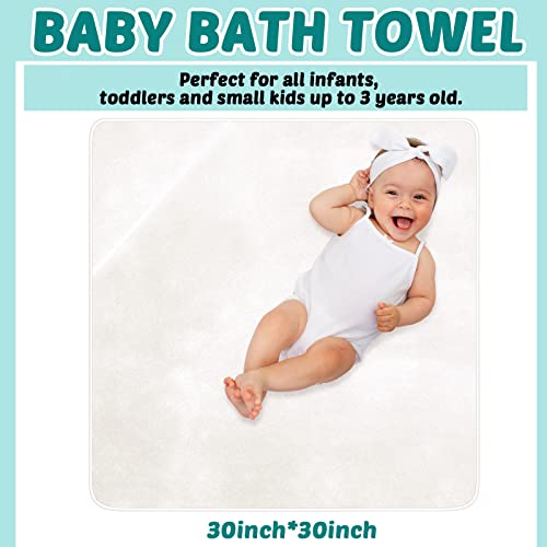 Chumia 6 Pack Baby Bath Towel, Soft Coral Fleece Absorbent Newborn Hooded Towel For Kids, 30 X 30 Inch Hooded Baby Toddler Bath Blanket Towel For Babies Toddler Infant Shower Gift Supplies (White) #TOP1