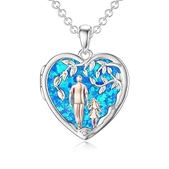 02-04-Father Daughter Locket-Simulated Blue Opal