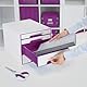 Leitz CUBE Schubladenbox mit 4 Schubladen, Weiß/Violett, A4, Inkl. transparentem Schubladeneinsatz, WOW, 52132062