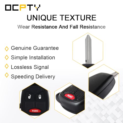 OCPTY 2 Uncut Blade Blank Key Remote Shell Case shell Replacement for Chrysler for Dodge for Jeep 3 Buttons