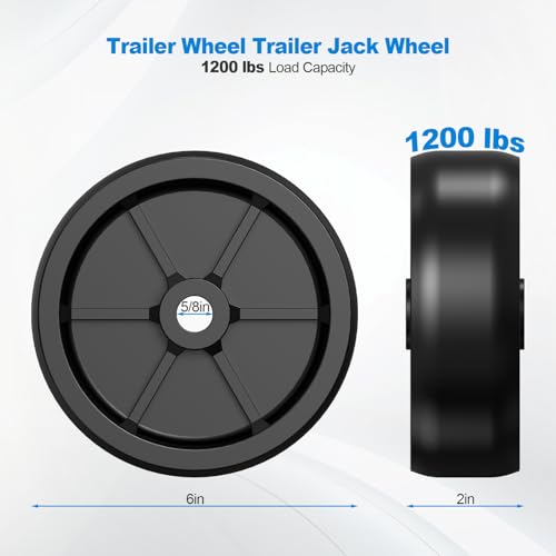 image for Wioxewi 6-Inch Trailer Jack Wheel Replacement – Heavy-Duty Poly Whee