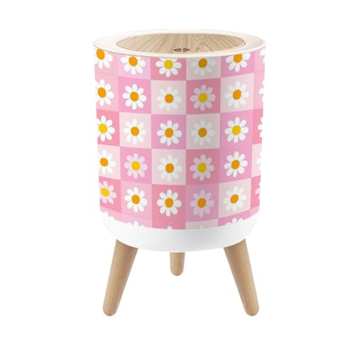 Caneca de basura pequeña con tapa diseño retro rosa