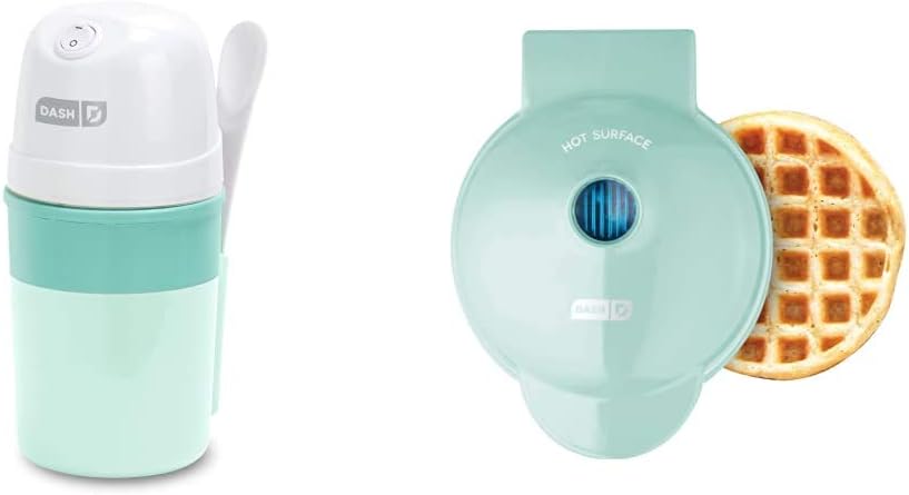 DASH My Pint Electric Ice Cream Maker + Mini Waffle Maker, Aqua