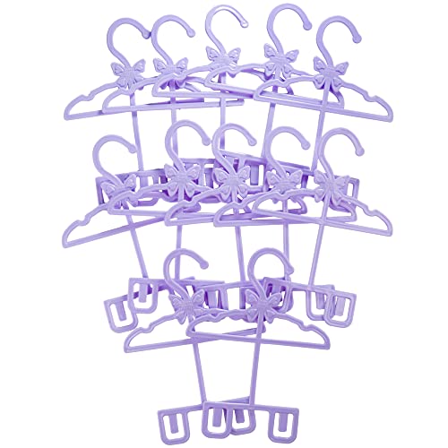 Dress Along Dolly Doll Full-Outfit Clothes Hangers for 18" Dolls - 12pk - Compatible w American Girl- Unique Design Holds Your Top & Bottom at Once Including Dresses, Pants, Shirts, Skirts- Purple by Dress Along Dolly - Image 4