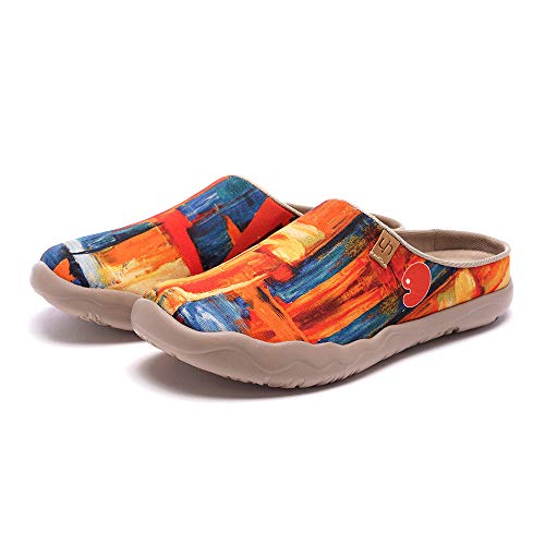 Image of UIN Slipper Woman Travel Art Painted Shoes Wide Toe Casual Home Slip On Mules Malaga