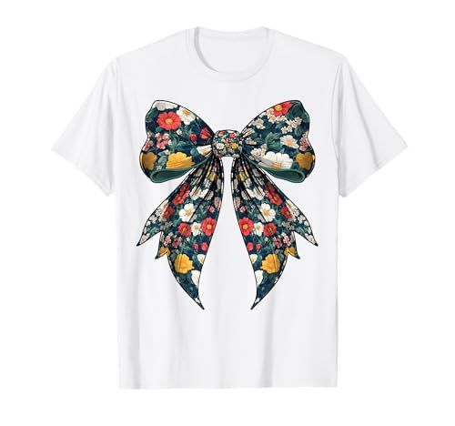 Coquette Bow Floral Flower Pattern Boho Aesthetic Bohemian T-Shirt