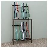 Aufbewahrungsregal for Tennisschläger, Aufbewahrungsregal for Badmintonschläger mit großer Kapazität, for das Stadiongelände des Trainingsclubs(Black)