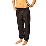 hippie hose haremshose aladinhose ✔ One size fits all - das bequeme Stretch-Material und der dehnbare Komfort Gummibund (dehnbar von ca. 30 - 65 cm!) ermöglichen eine perfekte Passform für jeden Träger - hohe Flexibilität und Beweglichkeit