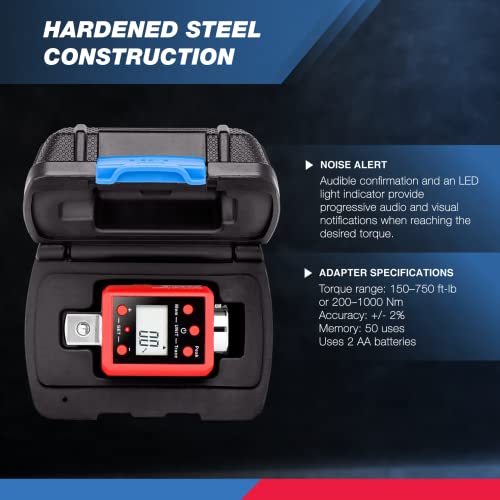 Neiko 20743A 3/4”-Inch Digital Torque Adapter, 150-750 Ft-Lb, Digital Torque Wrench Converter/Torque Wrench Adapter, Alerts Torque Setting, Calibrate Digital And Analog Torque Wrenches #TOP2