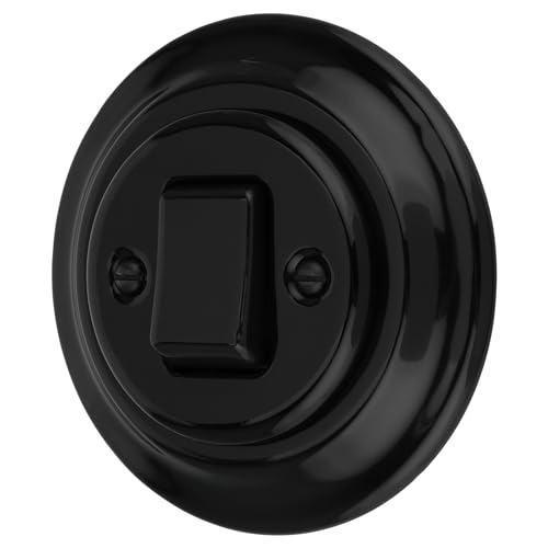 Unterputz Porzellan Retro Kreuzschalter, All-in-One, Serie PR1 schwarz