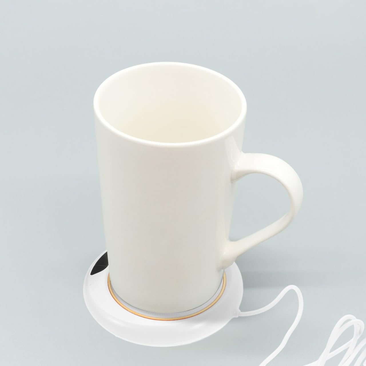 TEHAUX Portable Adjustable Electric Cup Warmer for Desk - Coffee Tea Milk Mug Warmer with Smart Temper & Instant Heating White USB Style