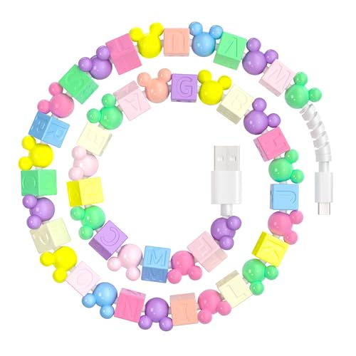 WESADN USB to USB C Cable Fast Charging Cable for iPhone 17 16 Charger Cord Bear Beaded USB A to USB C Charging Cords 3.3FT USB Type C Charger Cords for iPhone 17 15 Pro Max Plus iPad/Galaxy,Colorful