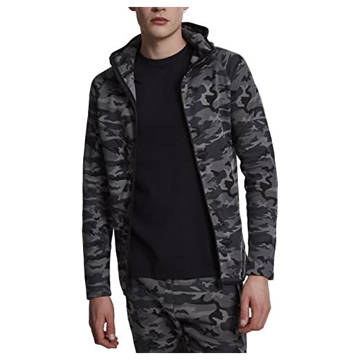 Urban Classics Herr Interlock Camo Zip jacka huvtröja