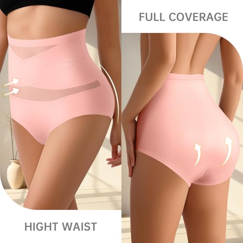 Women Tummy Control Underwear,High Waisted Shapewear Panties,Silky Soft Full Coverage Stretch Ladies Brief Multipack3
