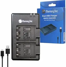 Carregador Duplo NP-BG1 FG1 Bateria Compatível com Marca Sony – USB Tipo C com LED Indicador Compatível com Câmeras Cyber-shot H, HX, W, T, WX e HDR