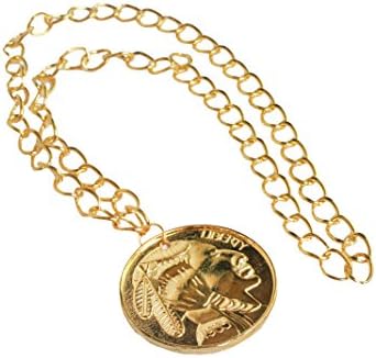 ILOVEFANCYDRESS GOLD MEDALLION NECKLACE PIMP RAPPER COSTUME ACCESSORY 70S BIG 90S RAPPER CHAIN – X1 MEDALLION NECKLACE